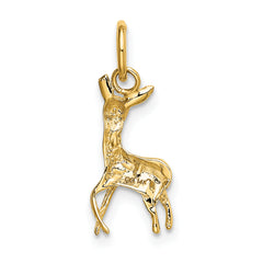 14K Gold Polished Deer Charm with Open-Back Design Elegant and Themed