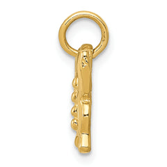 14K Gold Polished Butterfly Charm with Textured Back, 15mm Elegant Design