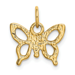 14K Gold Polished Butterfly Charm with Textured Back, 15mm Elegant Design