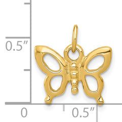 14K Gold Polished Butterfly Charm with Textured Back, 15mm Elegant Design