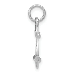 14K White Gold 3D Anchor Charm for Men with Polished Finish