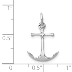 14K White Gold 3D Anchor Charm for Men with Polished Finish