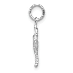 14K White Gold 3D Starfish Pendant with Polished Rhodium Finish
