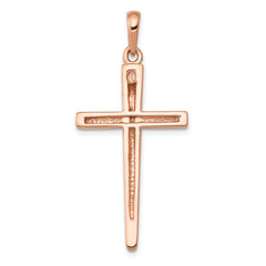14K Rose Gold Cross Pendant with Concave Design Elegant and Themed