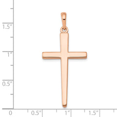 14K Rose Gold Cross Pendant with Concave Design Elegant and Themed