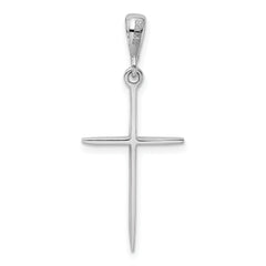 14K White Gold Cross Pendant with Polished Rhodium Finish Elegant Design