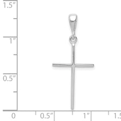 14K White Gold Cross Pendant with Polished Rhodium Finish Elegant Design