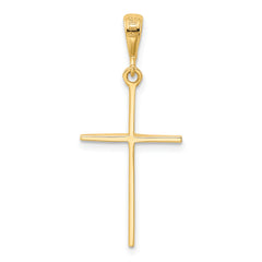 14K Gold Polished Cross Pendant with Solid Flat Back Design