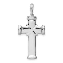 14K White Gold Latin Cross Pendant with Polished Rhodium Finish Elegant and Timeless Design