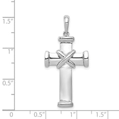 14K White Gold Latin Cross Pendant with Polished Rhodium Finish Elegant and Timeless Design