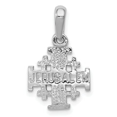 14K White Gold Jerusalem Cross Charm with Polished Reversible Design