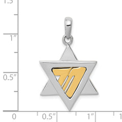 14K Two-Tone Gold Star of David Pendant with Open Back Design