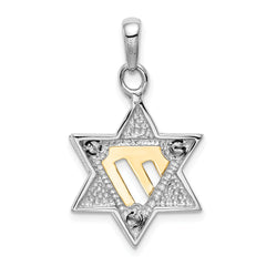 14K Two-Tone Gold Star of David Pendant with Open Back Design
