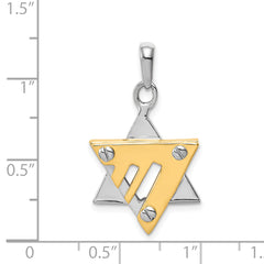 14K Two-Tone Gold Star of David Pendant with Open Back Design
