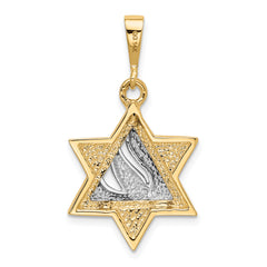 14K Two-Tone Gold Star of David Pendant with Open Back Design