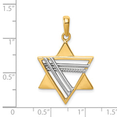 14K Two-Tone Gold Star of David Pendant with Open Back Elegant and Timeless Design