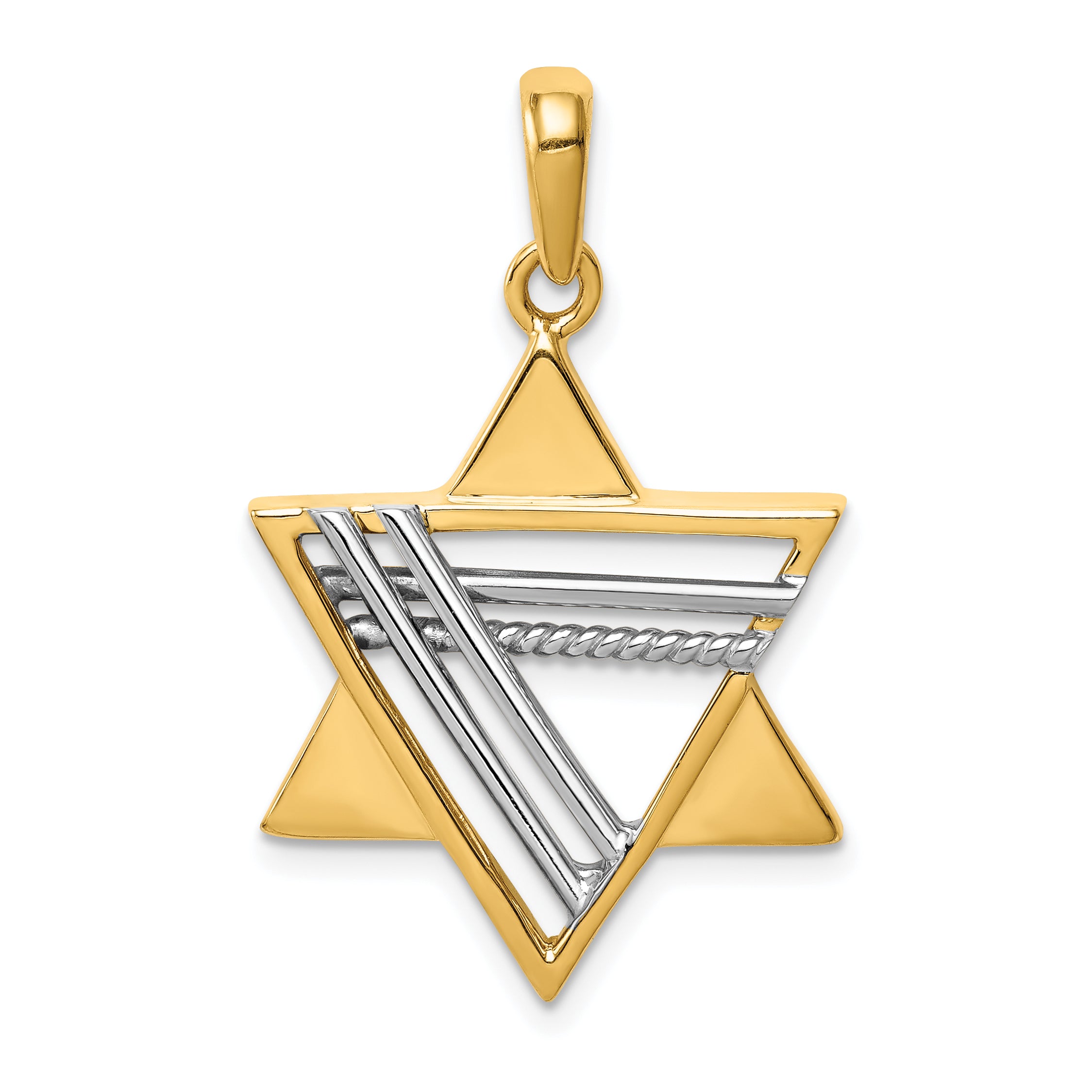 14k Two-tone Star of David Pendant