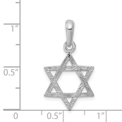 14K White Gold Star of David Pendant with Rhodium Plating Elegant & Solid Design