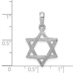 14K White Gold Star of David Pendant with Rhodium Finish Elegant & Symbolic