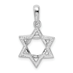 14K White Gold Star of David Pendant with Rhodium Plating Elegant and Timeless