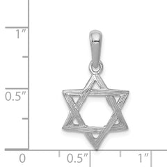 14K White Gold Star of David Pendant with Rhodium Plating Elegant and Timeless
