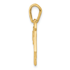 14K Gold Filigree Chai Pendant with Polished Finish Elegant & Solid Design