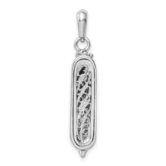 14K White Gold 3D Mezuzah Pendant with Polished Rhodium Finish