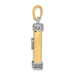 14K Two-Tone Gold 3D Mezuzah Pendant with Polished Finish