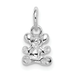 14K White Gold Teddy Bear Charm with Rhodium Finish Cute and Elegant