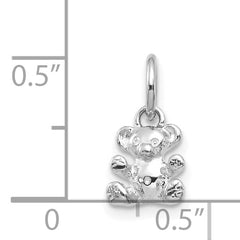 14K White Gold Teddy Bear Charm with Rhodium Finish Cute and Elegant