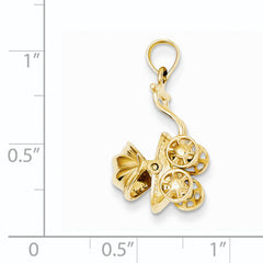 14K Gold 3D Baby Carriage Charm Solid Casted Pendant