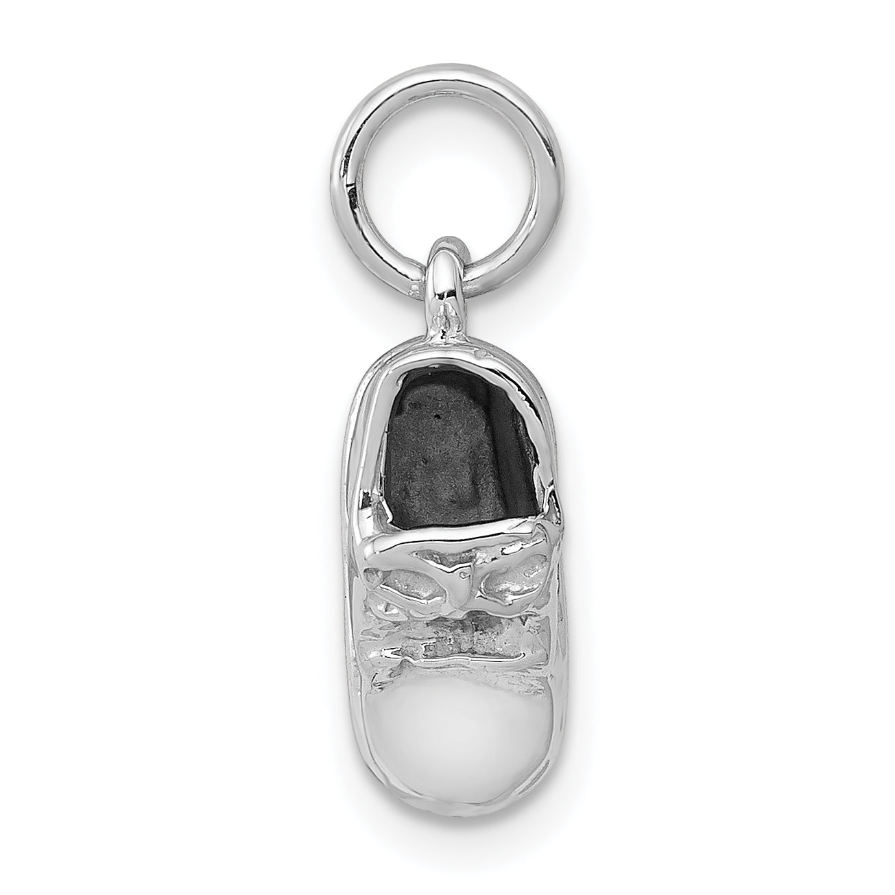 14k 3D White Gold Baby Shoe Charm