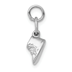 14K White Gold 3D Moveable Baby Shoe Charm Rhodium-Plated Elegant Keepsake