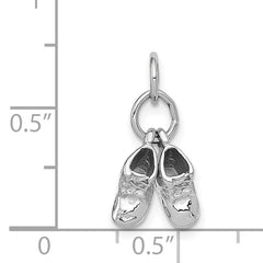 14K White Gold 3D Moveable Baby Shoe Charm Rhodium-Plated Elegant Keepsake