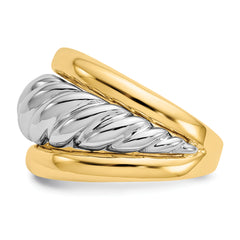 14k Two-tone Polished Twisted Dome Ring