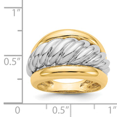14k Two-tone Polished Twisted Dome Ring