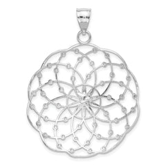 14K White Gold Diamond Cut Sphere Pendant with Rhodium Plating  Elegant and Solid Design