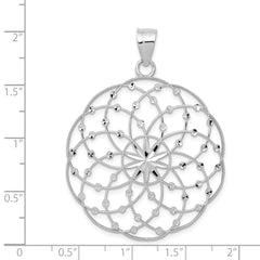 14K White Gold Diamond Cut Sphere Pendant with Rhodium Plating  Elegant and Solid Design
