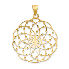 14K Gold Rhodium Accented Diamond-Cut Sphere Pendant Elegant & Modern Design