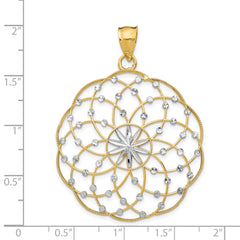 14k Rhodium Diamond Cut Sphere Pendant