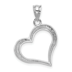 14K White Gold Polished Open Heart Pendant with Rhodium Plating Elegant Design
