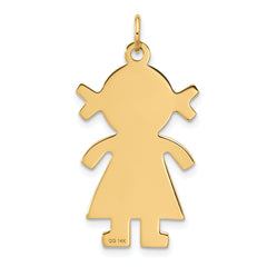 14K Gold Satin Finish Girl Charm Solid, Die-Struck Yellow Gold