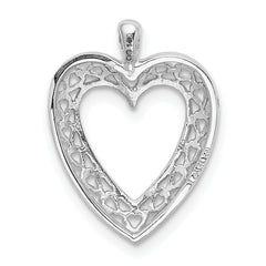 14K White Gold Cut-Out Heart Pendant with Polished Rhodium Finish Elegant Design