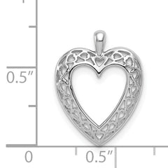 14K White Gold Cut-Out Heart Pendant with Polished Rhodium Finish Elegant Design