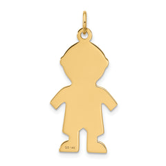 14K Gold Satin Boy Charm Solid Die Struck Themed Pendant