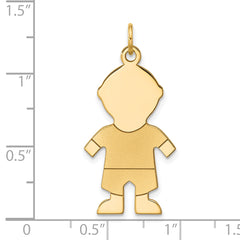 14K Gold Satin Boy Charm Solid Die Struck Themed Pendant