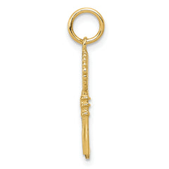 14K Gold Polished Key Charm with 3D Design Elegant and Themed