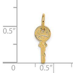 14K Gold Polished 3D Key Charm Elegant Themed Pendant