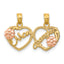 14k Two-tone MOM - DAUGHTER Break-apart Hearts Pendant