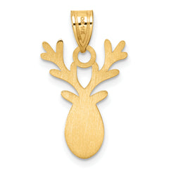 14K Gold Enameled Reindeer Charm with Red Accent Polished Finish